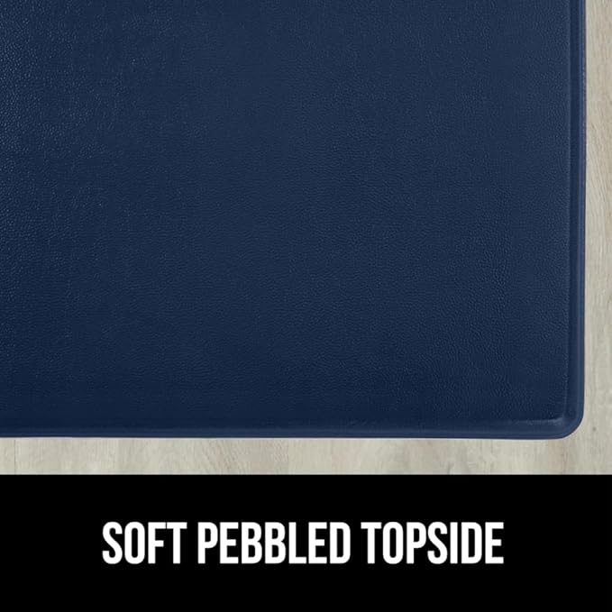 GORILLA GRIP 2 Pack Comfortable Cushioned Kitchen Mats for Floor, 17x24 + 17x48, Waterproof and Stain Resistant, 1/2 Inch Thick Soft Ergonomic Standing Desk Anti Fatigue Mat, Foam Supports Feet, Navy