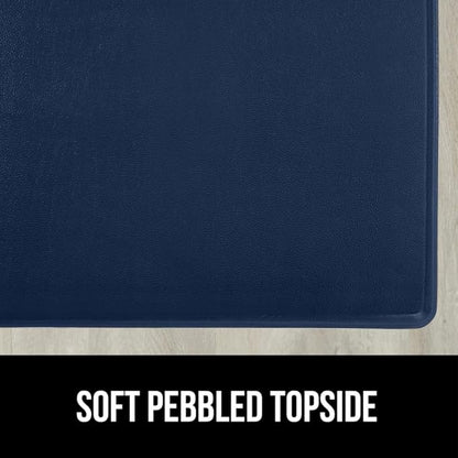 GORILLA GRIP 2 Pack Comfortable Cushioned Kitchen Mats for Floor, 17x24 + 17x48, Waterproof and Stain Resistant, 1/2 Inch Thick Soft Ergonomic Standing Desk Anti Fatigue Mat, Foam Supports Feet, Navy