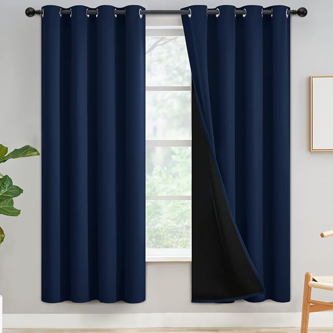 Yakamok Navy Blue Blackout Curtains 72 inches Long by Yakamok