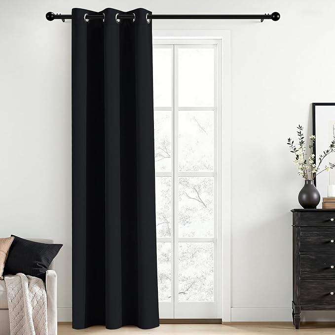Yakamok Blackout Curtains 38x84 inch Black Thermal Drapes-Bedroom | 1 panel by Yakamok