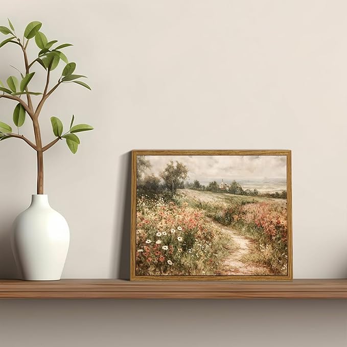 OIQArtOIQ Framed Vintage Wall Art Country Wildflower Canvas Art Paintings | - Image 2