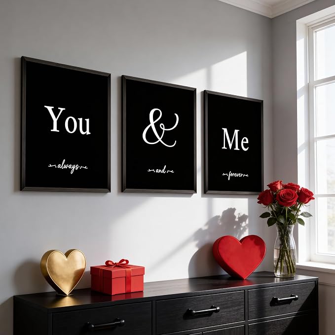 Houmury Set of 3 Framed Wall Decor Farmhouse Wall Art You & Me Always and by Houmury