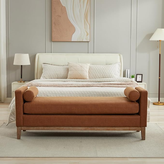 65.6" End of Bed Bench Vegan Leather - Image 7