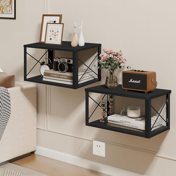Floating Nightstand, 2 Tier Wall Mounted Nightstand - Image 6