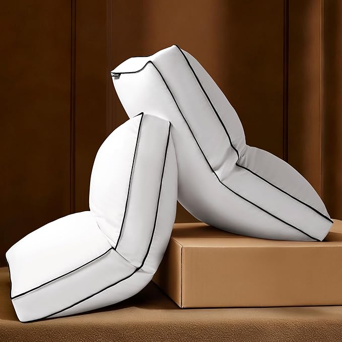 Firm Goose Feather Down Pillow Queen Size Set of 2, Down Surrounded Hotel Collection Bed Pillows for Sleeping with 3 Inch Gusset, 2 Pack, Fluffy Plush for Side Sleepers 20x30 in.