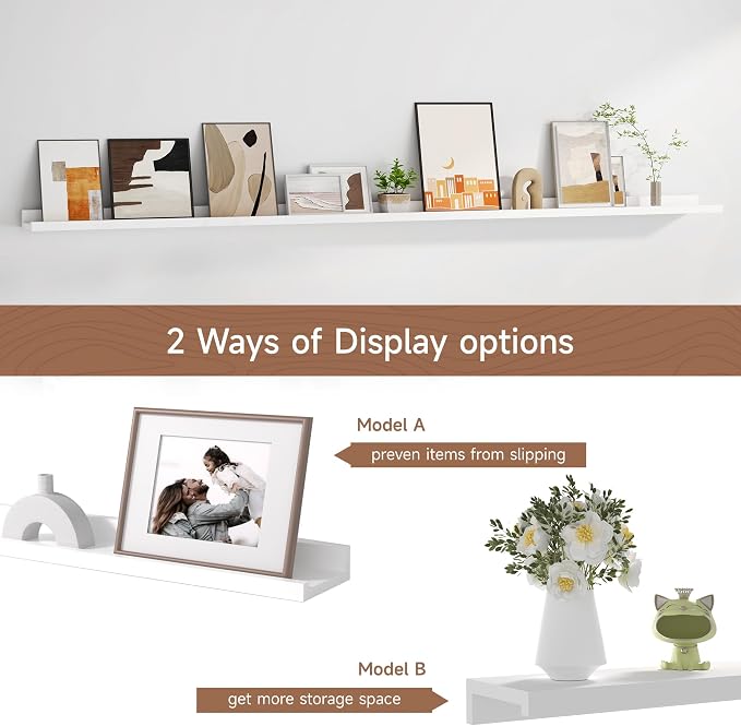 Fun Memories Picture Ledge Shelf, 60 Inch Floating Shelves Set of 2, Large - Image 6