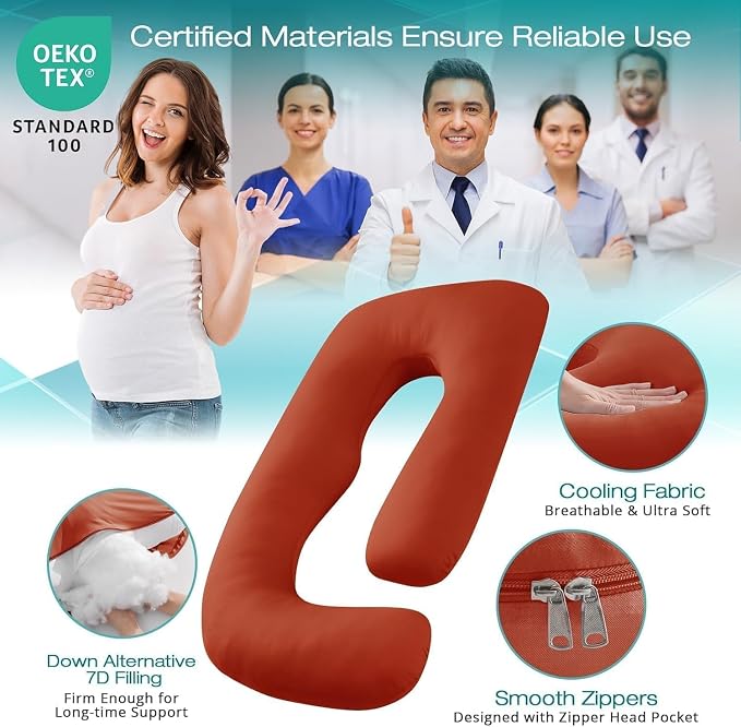 Cooling Pregnancy Pillows for Sleeping, Down Alternative, Removable Cover - Image 3