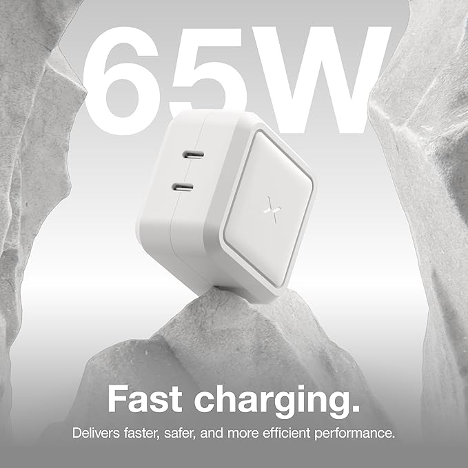NOCO XGrid X65: 65W USB-C Charger – Dual Port GaN Power Adapter with PD 3.0, QC 4.0+, and PPS – Fast Charging with Smart Power Distribution – Foldable Wall Plug, UL Listed