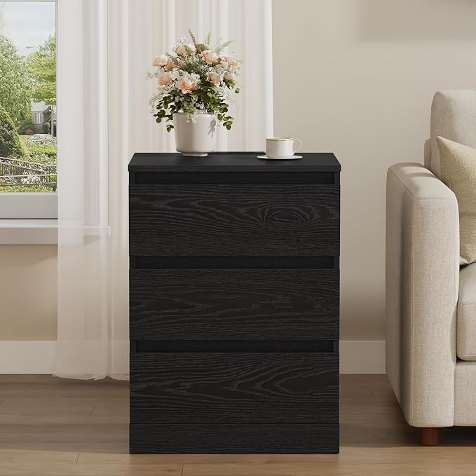Nightstand with Charging Station, Bedside Tables with 3 Drawers, Side Table - Image 4