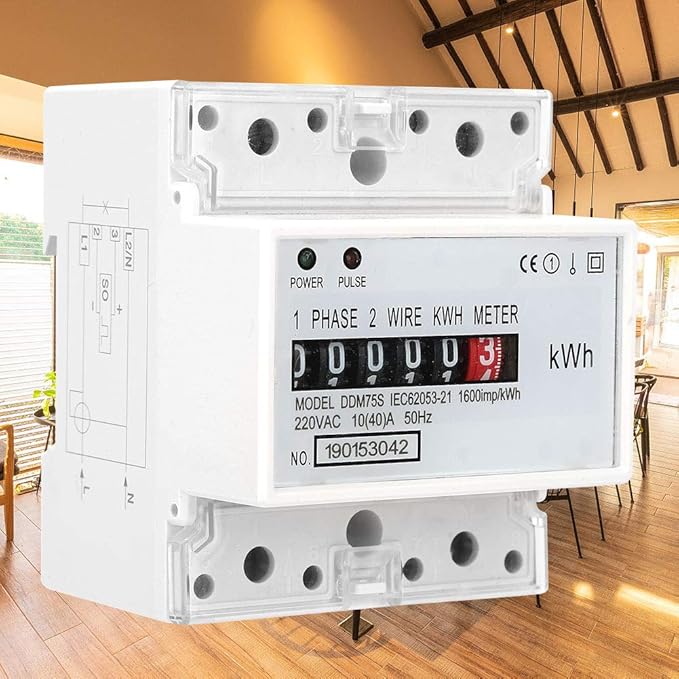 DDM75S Electric Meter, Single Phase 4P Din Rail Energy Meter LED Electricity Power Consumption Wattmeter Energy Meter 10 to 40A