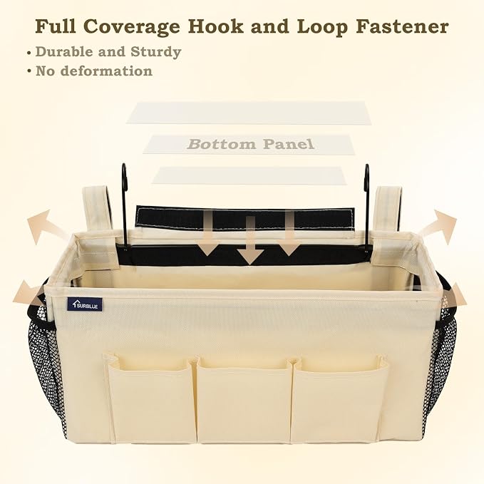 Surblue Bedside Organizer with Hook Caddy Hanging Storage Bag with Adjustable - Image 4