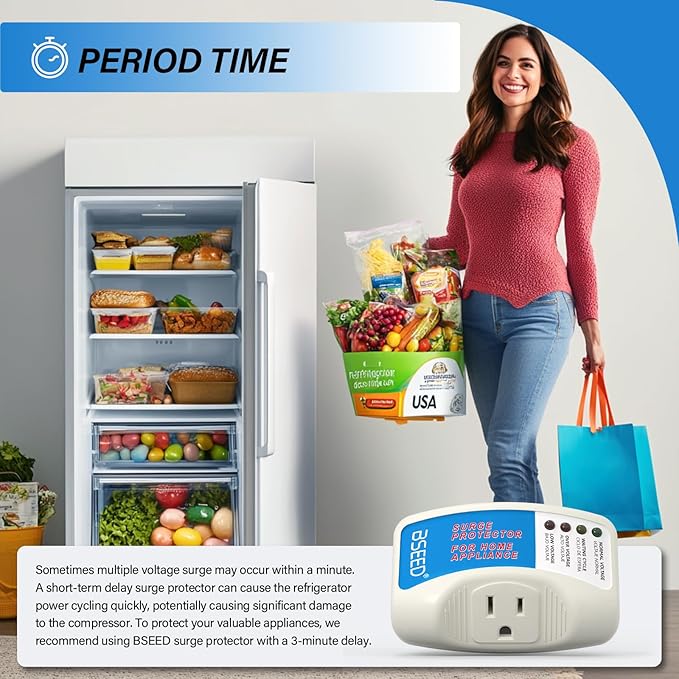 BSEED Voltage Protector, Single Outlet Surge Protector for Valuable Home Appliance Multi-Function Plug with Protection Wall Mount Power Suppressor for TV/PC/Refrigerator, 15A,125V, 1875W, 4 Pack