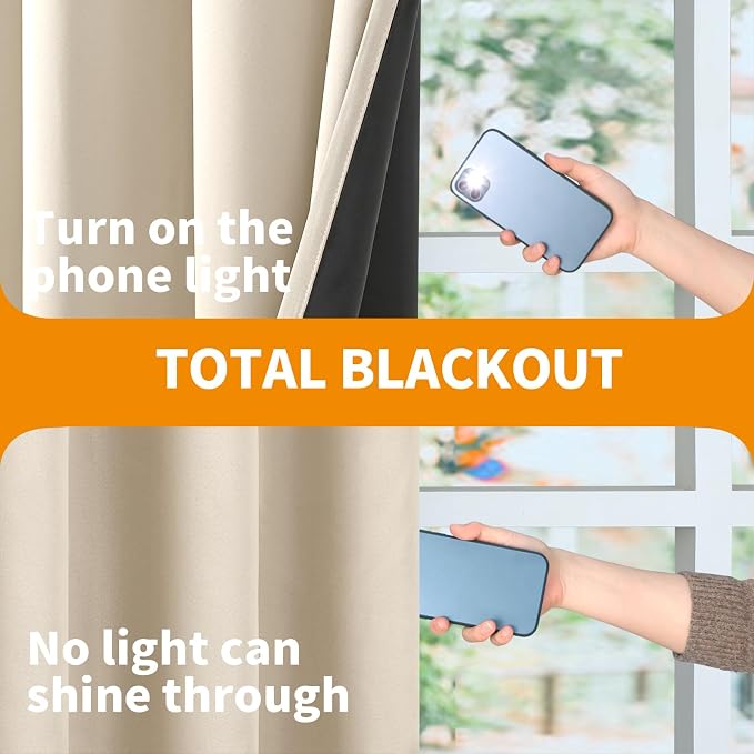 YoungsTex 100% Blackout Curtains 40 Inches Long, Thermal Insulated Black Out - Image 8