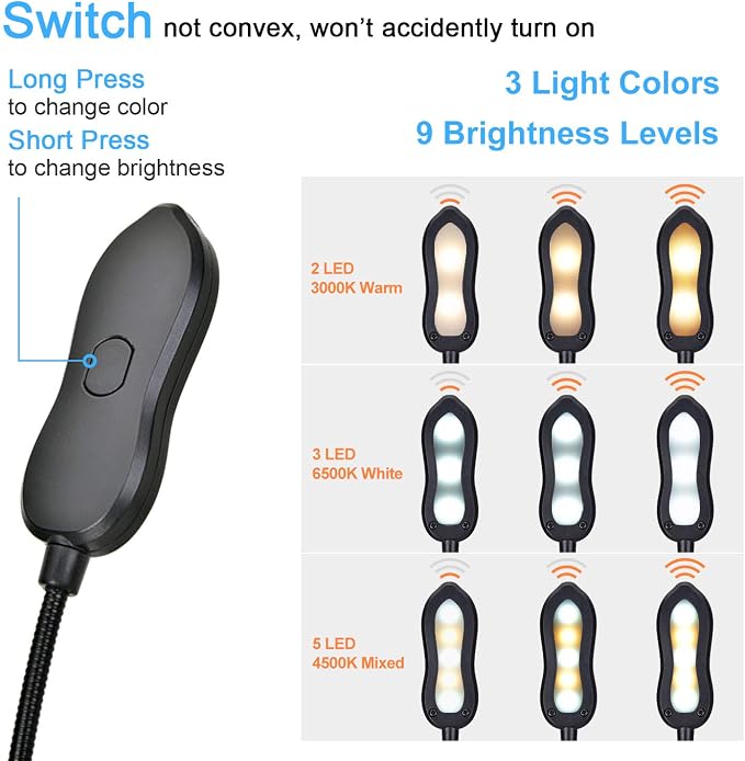Rechargeable Book Light: Clip on LED Book Light - Image 2