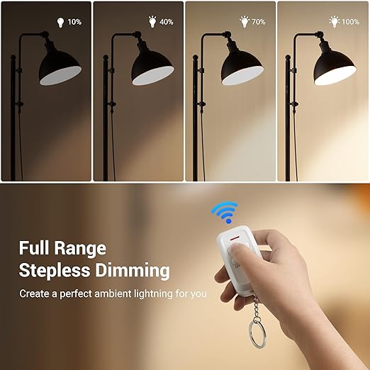 DEWENWILS Plug-in Lamp Dimmer Switch, Wireless Remote Dimmer Plug for Floor Lamps, Table Lamps, String Lights, 100FT Range, Compatible with Dimmable LED/Tungsten Bulbs