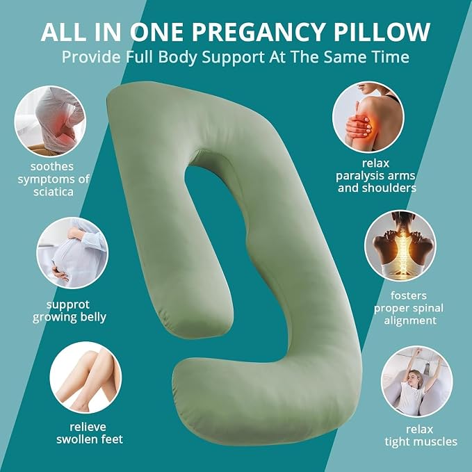 Cooling Pregnancy Pillows for Sleeping, Down Alternative, Removable Cover - Image 7