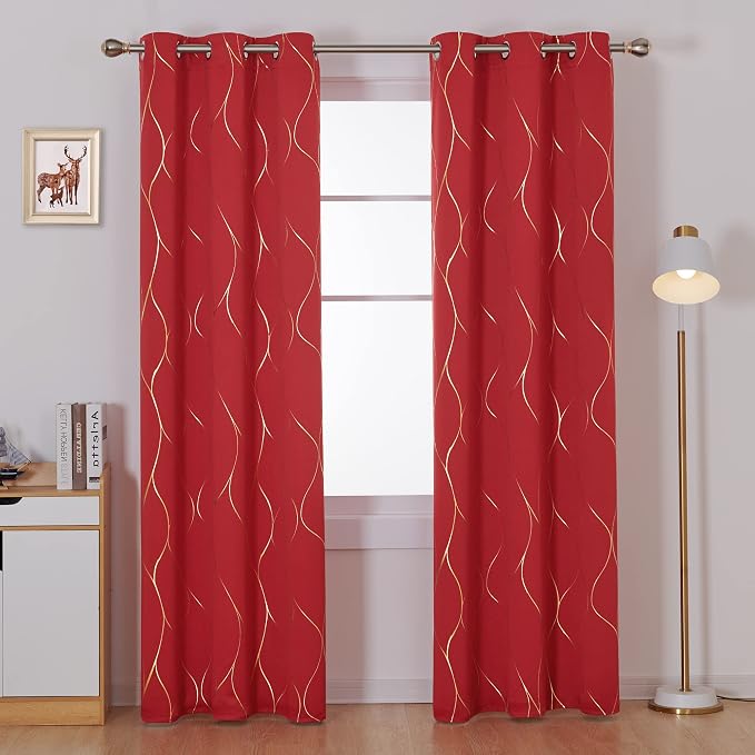 Deconovo Curtains for Living Room, Pattern Blackout Curtains 84 Inches Long | - Image 2