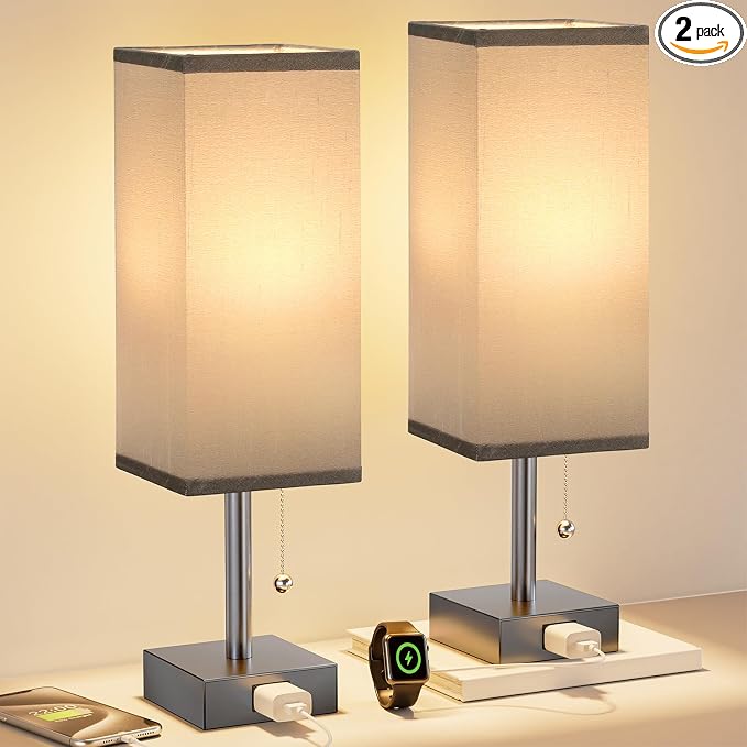Bedside Lamp for Bedroom Set of 2 by Fenmzeelighting