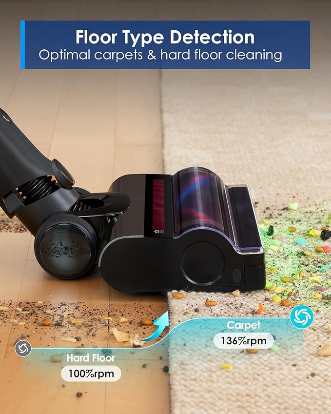 Tineco Pure ONE A90S Cordless Vacuum Cleaner, 270AW Powerful Suction Stick Vacuum Cordless Rechargeable, Up to 105min Runtime, 3DSense Master Brush, 150° Green LED Light with Floor Type Detection