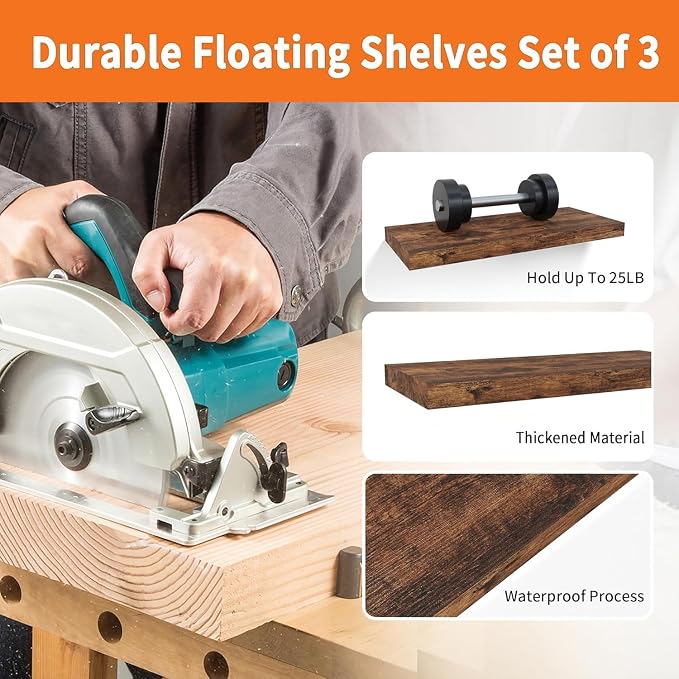 Floating Shelves for Wall Set of 3, Sturdy Load-bearing, Freely Combinable - Image 4