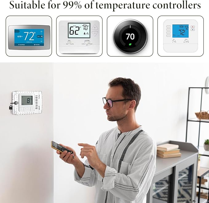 4 PCS Thermostat Lock Box with Key, Universal Thermostat Covers with Locks, Clear AC Lock Box Cover on Wall, Upgrade Thicken Universal Thermostats Cover, Fit Thermostats 6.1" x 5.4" x 3.2" or Smaller