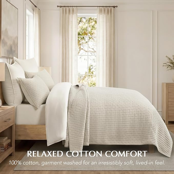 Cross Stitch Pre-Washed Cotton Quilt Bedding Set King Size, Oversized 3 Pieces - Image 2