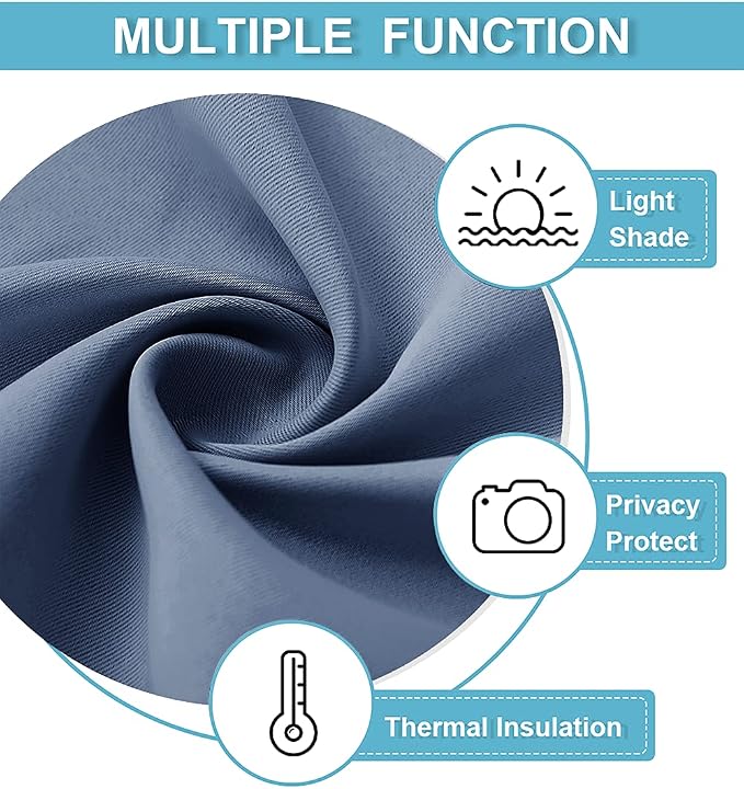 RYB HOME Blackout Curtains for Bedroom Living Room Nursery 63 inches Long | - Image 5