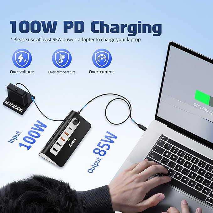 intpw USB C Hub 10Gbps, 9-in-1 USB C Docking station with 4K@60Hz HDMI, Type-C & 2 Type-A 3.2, 2 USB-A 2.0, PD 100W, SD/TF Port, Black Aluminum USB Hub for Laptop, iPhone 16/15 Series, MacBook Air/Pro