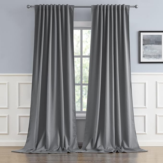 132 Inch Curtains Extra Long Back Tab and Rod Pocket Thermal Insulated Blackout by DUALIFE