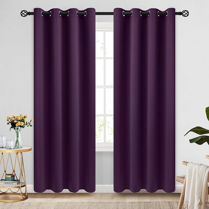 COSVIYA Grommet Room Darkening Purple Curtains 84 inch Long by COSVIYA