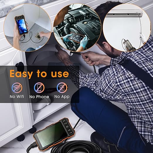 Epicmate Triple Lens Sewer Inspection Camera-Snake Camera with Light 16.5 ft, 5" IPS Screen Endoscope with Lights 1080P Industrial Borescope, IP67 Waterproof Drain Pipe Drain Snake with 32G Card