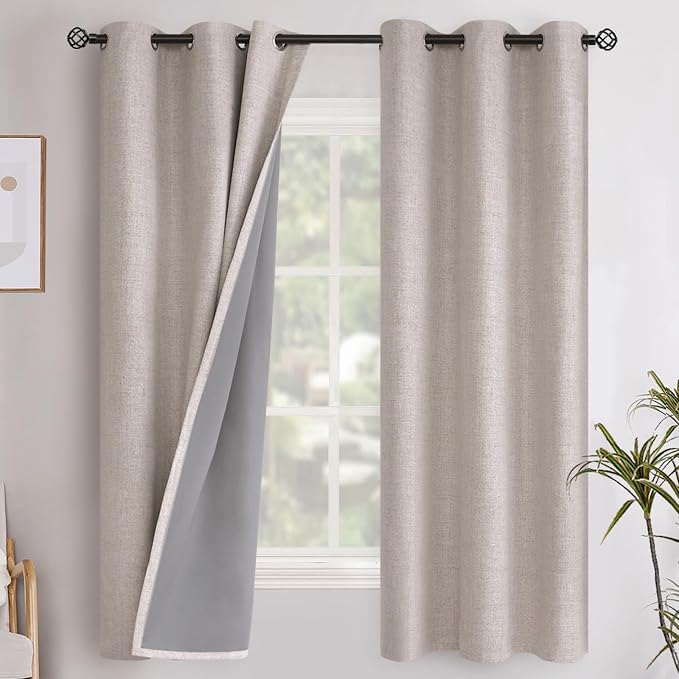 YoungsTex Beige Linen Blackout Curtains by YoungsTex