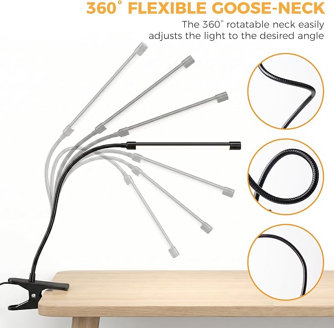 Clip on Reading Light for Books in Bed: Adjustable Dimmable Gooseneck Eye - Image 4