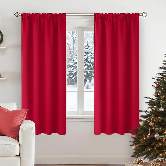 BGment Red Blackout Curtains 63 Inches Long by BGment