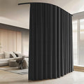 Room Divider Curtains with Ceiling Curtain Track Set Window Curtain for Bedroom,Living Room Total Blackout Thermal Insulated Privacy Ceiling Track Curtain W 12 × H 9 FT Black drape&Black track