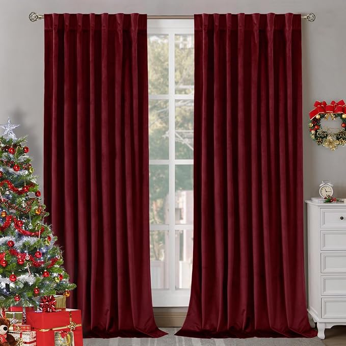 BGment Burgundy Red Velvet Blackout Curtains by BGment