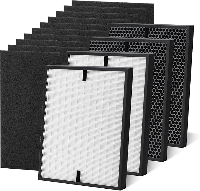 [14 Pack] 3000 Air Replacement Filters, Compatible with Air Doctor 3000, 3000M, 3000Pro Air Purifier, Includes 2 High-Efficiency Air Filter, 2 Activated Carbn and 10 Extra Premium Pre-Filters