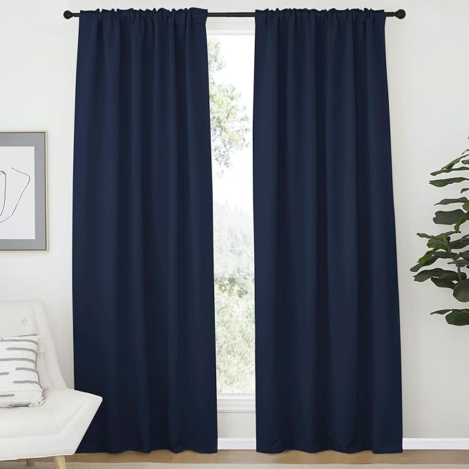 NICETOWN Navy Blackout Curtains - Image 2