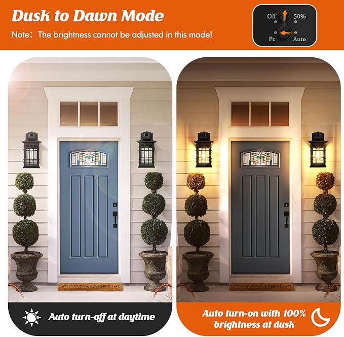 Motion Sensor Outdoor Wall Lights Black, Dusk to Dawn Outside Porch Lights Fixture Wall Mount, Waterproof Exterior Light Fixtures, 2-Pack Matte Black Wall Sconces Lantern for House Patio Garage