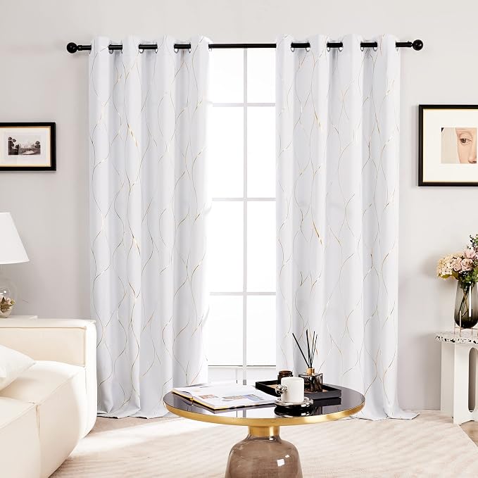 Deconovo Curtains for Living Room, Pattern Blackout Curtains 96 Inches Long | - Image 2