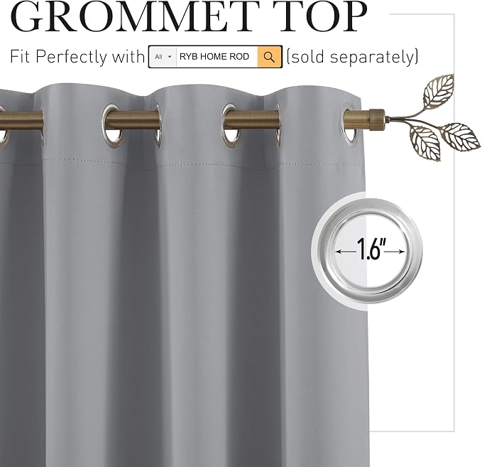 RYB HOME Blackout Room Divider Curtains Screen Partitions - Image 2