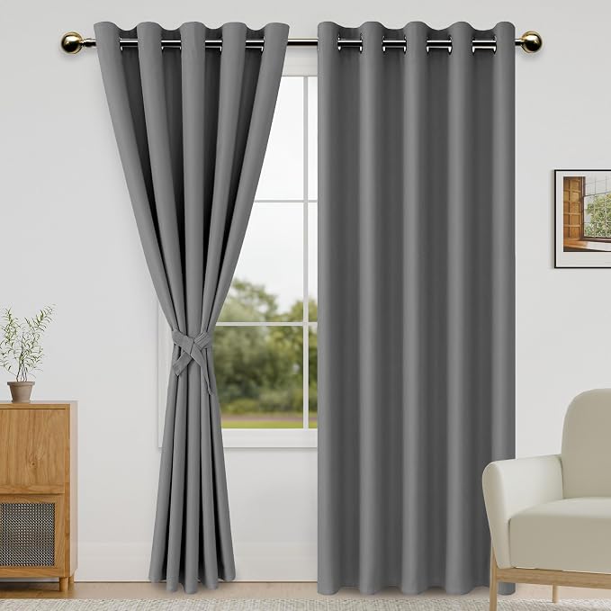 DWCN Grey Blackout Curtains for Bedroom by DWCN