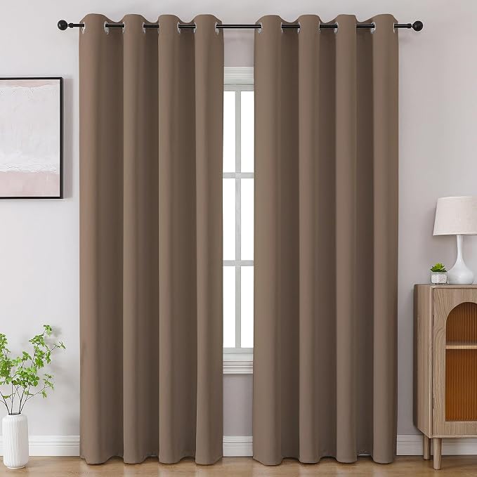 CUCRAF Khaki Blackout Curtains 84 inch Length 2 Panels Set, Room Darkening by CUCRAF