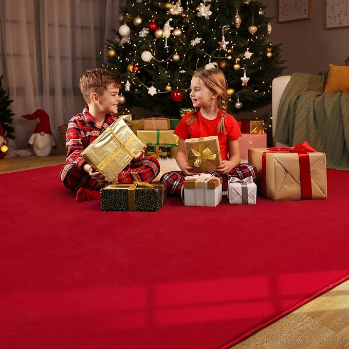 Modern Area Rugs for Bedroom Living Room, 5x8 Red Memory Foam Rug | Thickened - Image 8