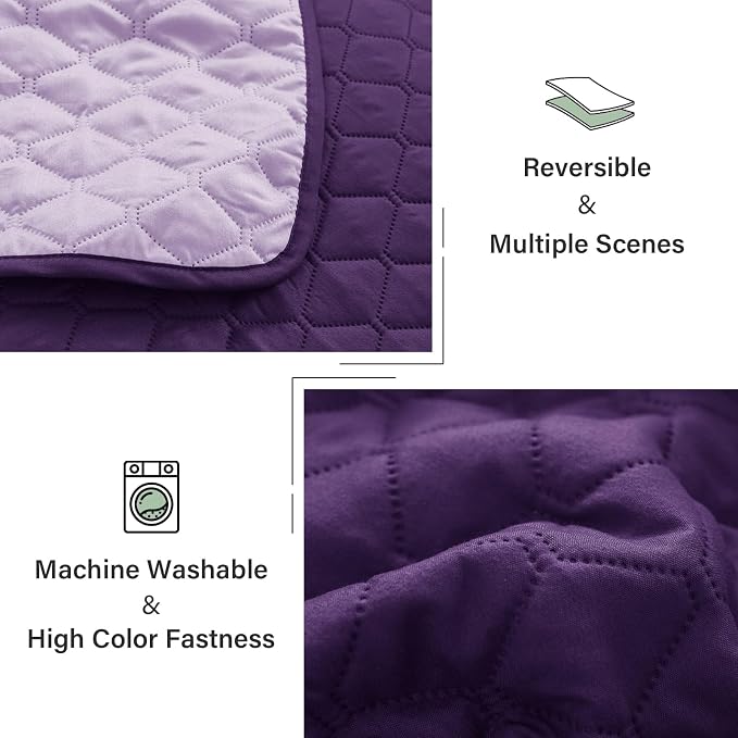Exclusivo Mezcla Reversible California King Quilt Set, Deep Purple | - Image 6