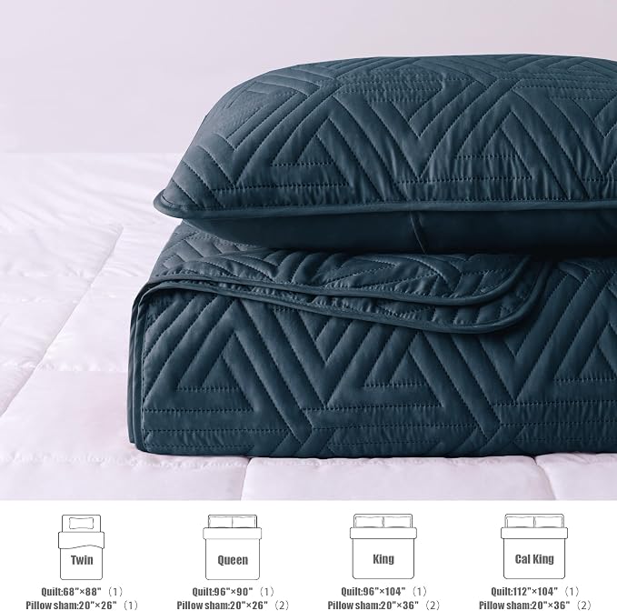 Whale Flotilla Soft Geometric King Quilt Set - Image 5