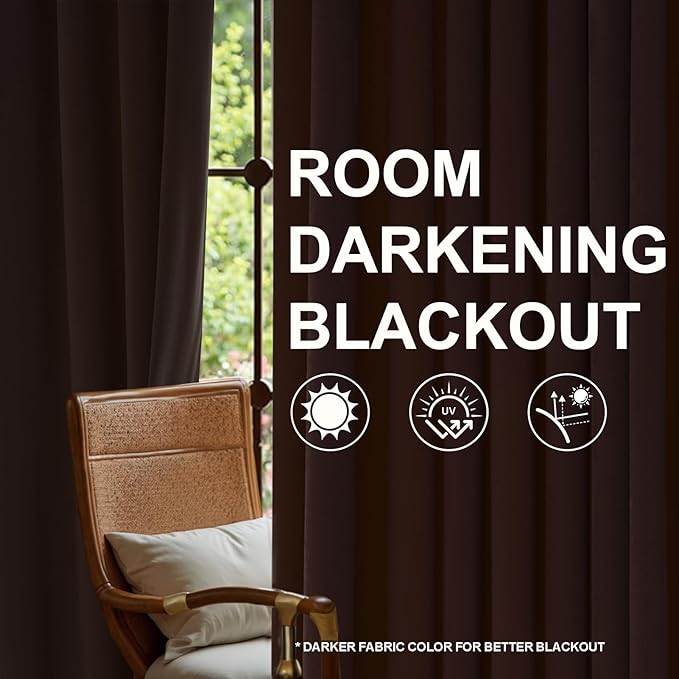 Dark Brown Velvet Curtains 108 Inches Long - Image 6