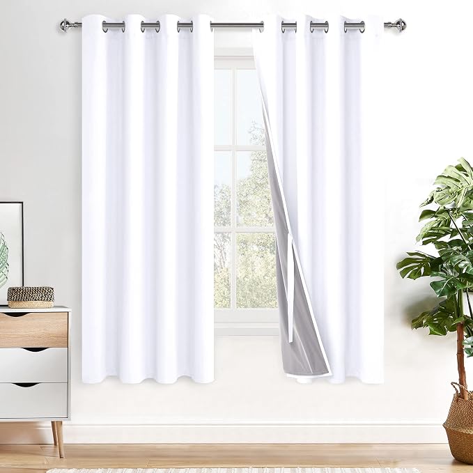 XWZO White 100% Blackout Curtains by XWZO
