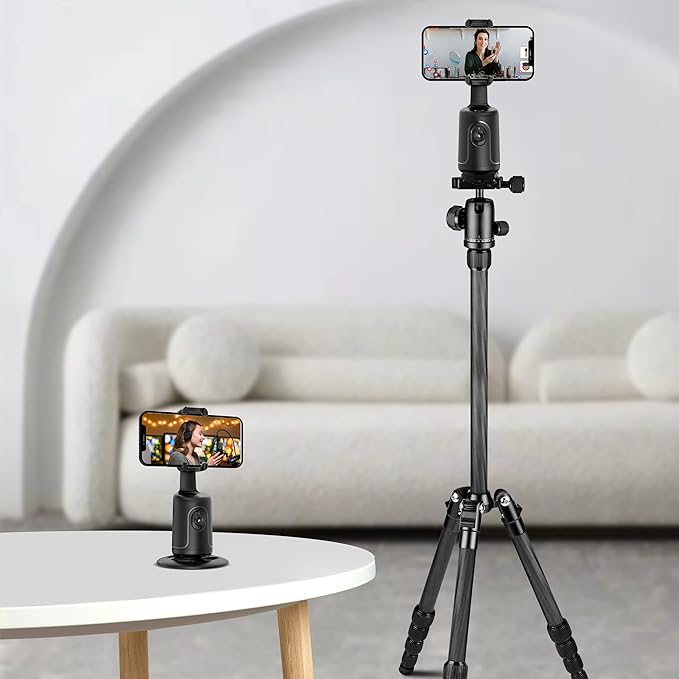 Auto Face Tracking Tripod, 360° Rotation Body Phone Camera Mount Smart Shooting Holder with Remote Selfie Stick, No App, Gesture Control, for Vlog, Tiktok