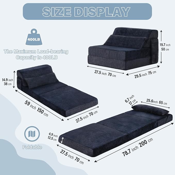 Convertible Folding Sofa Bed Single Size - Image 2